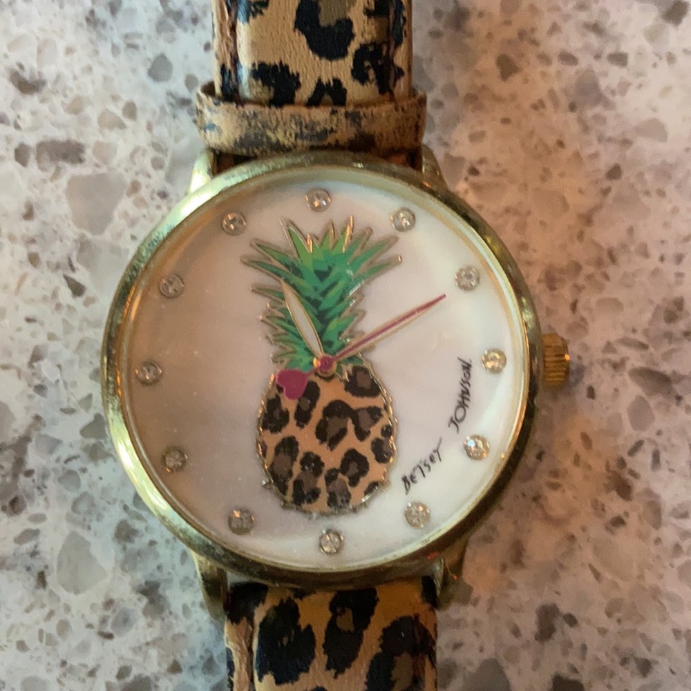 Betsey Johnson Leopard pineapple watch